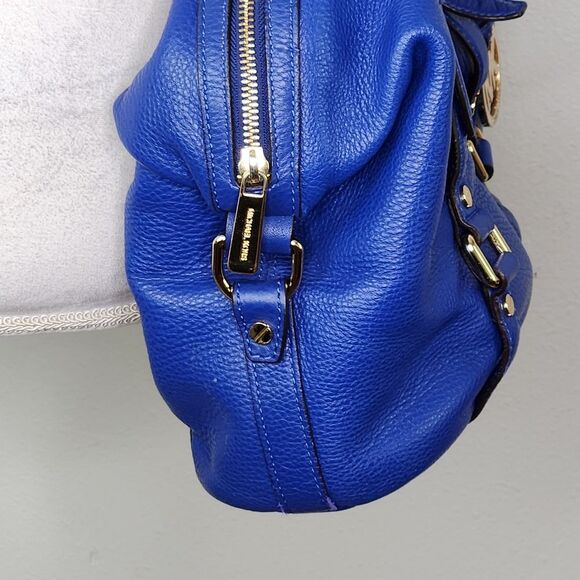 Michael Kors Blue Pebbled Leather Bedford Satchel - Picture 7 of 15